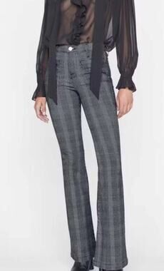Frame Le Bardot Flare Pant Noir Multi Plaid Classic Retro Office To Dinner Sz 29